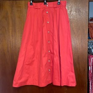 Vintage 80s Red Button Down Skirt with pockets Gibson New York
